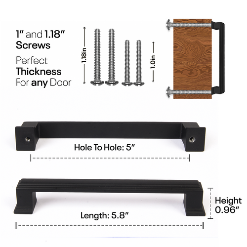 Black Bar Handles Square - 5 Inch FIGO
