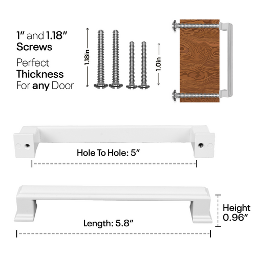 White Bar Handles Square - 5 Inch FIGO