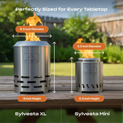 SYLVESTA® Mini – 6.5” Stainless Steel Smokeless Tabletop Fire Pit FIGO Home