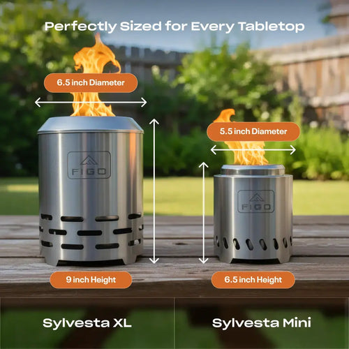 SYLVESTA® Mini – 6.5” Stainless Steel Smokeless Tabletop Fire Pit FIGO Home