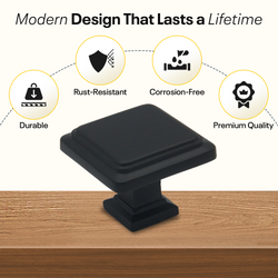Black Single Knob Square Handles FIGO Home
