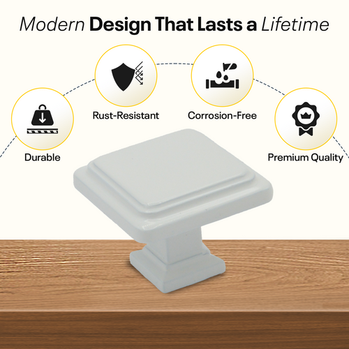 White Single Knob Square Handles FIGO Home