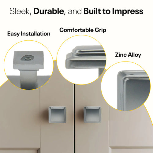 Silver Single Knob Square Handles FIGO Home