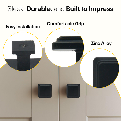 Black Single Knob Square Handles FIGO Home