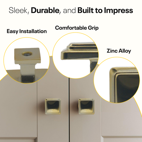 Golden Single Knob Square Handles FIGO Home