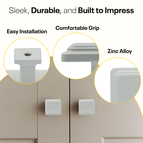 White Single Knob Square Handles FIGO Home