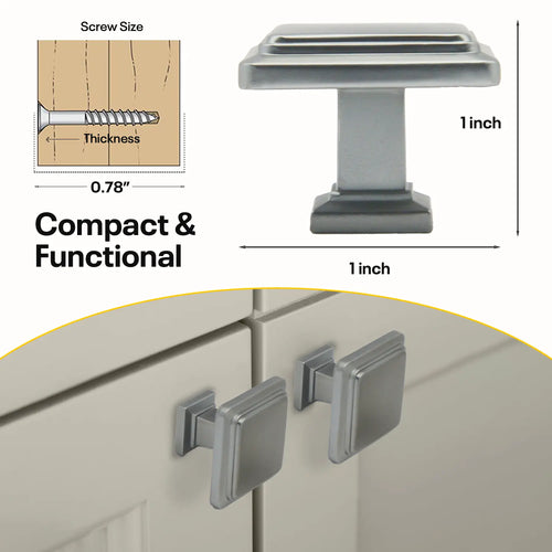 Silver Single Knob Square Handles FIGO Home