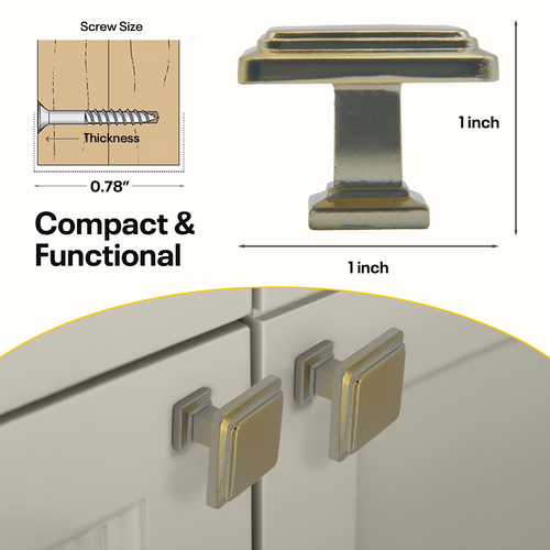 Golden Single Knob Square Handles FIGO Home