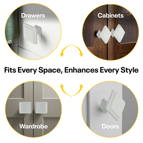 White Single Knob Square Handles FIGO Home