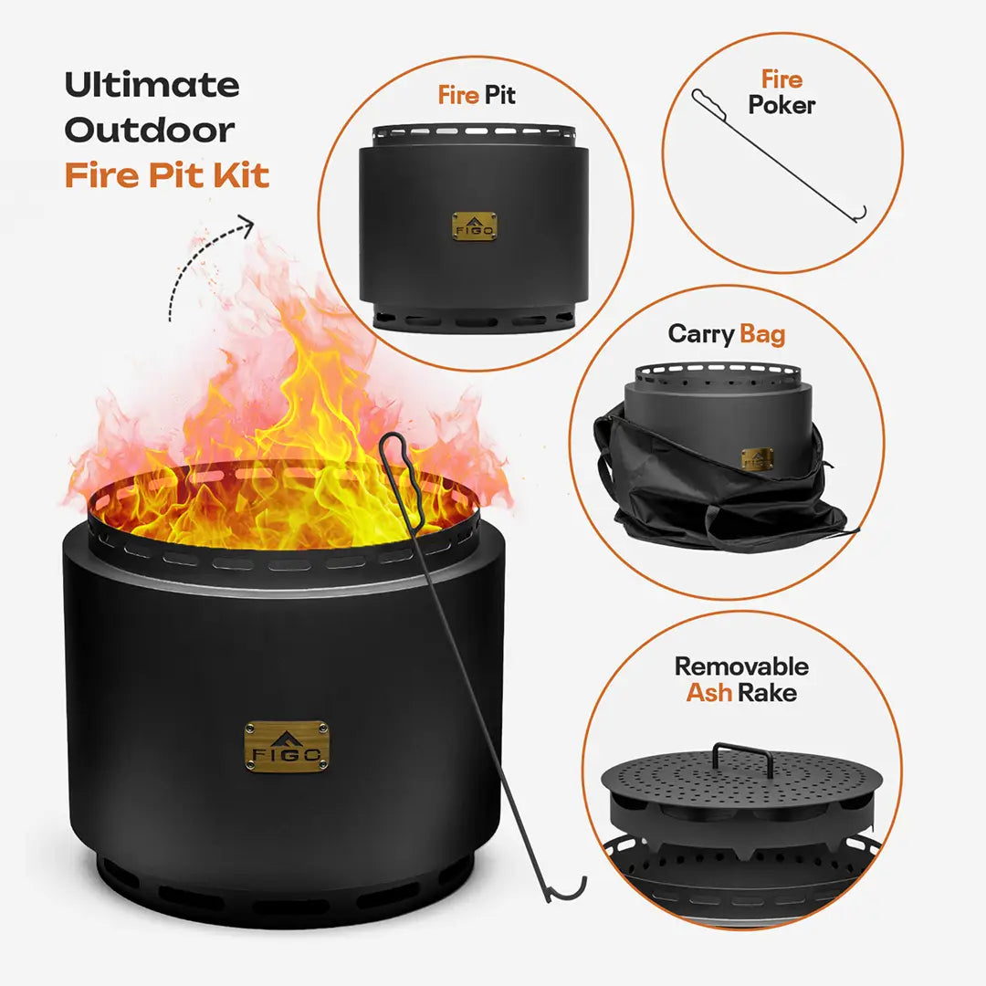 GOLDEN BREATH® - 18" Outdoor Smokeless Fire Pit FIGO
